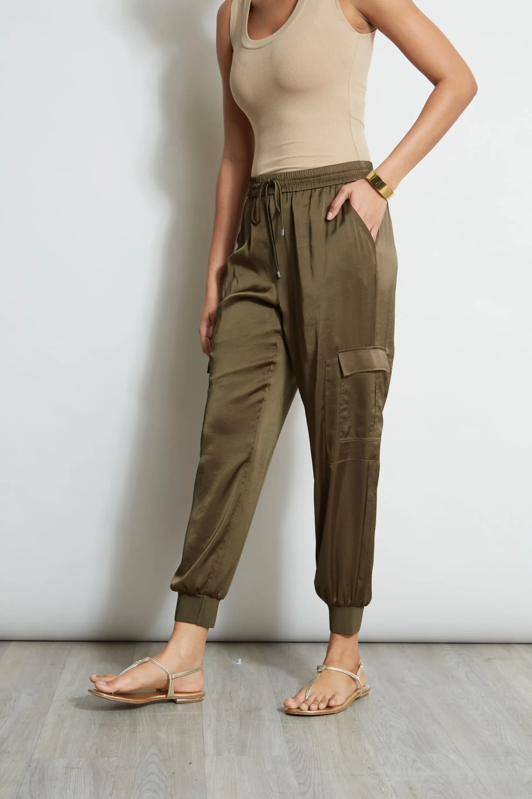 Elie Tahari Satin Cargo Pant- Bottoms