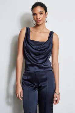 Elie Tahari Satin Cowl Cami- Tops & Sweaters
