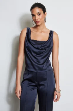 Elie Tahari Satin Cowl Cami- Tops & Sweaters