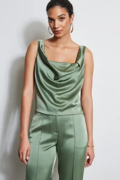 Elie Tahari Satin Cowl Cami- Tops & Sweaters