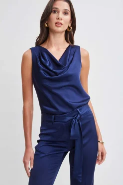 Elie Tahari Satin Cowl Top- Tops & Sweaters