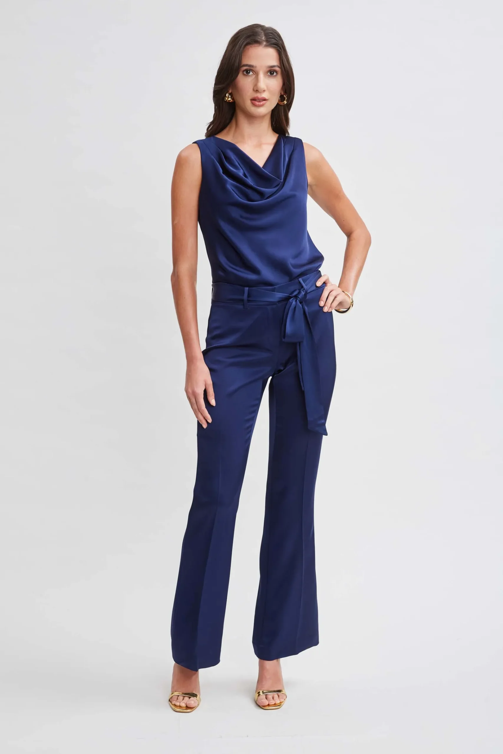 Elie Tahari Satin Cowl Top- Tops & Sweaters