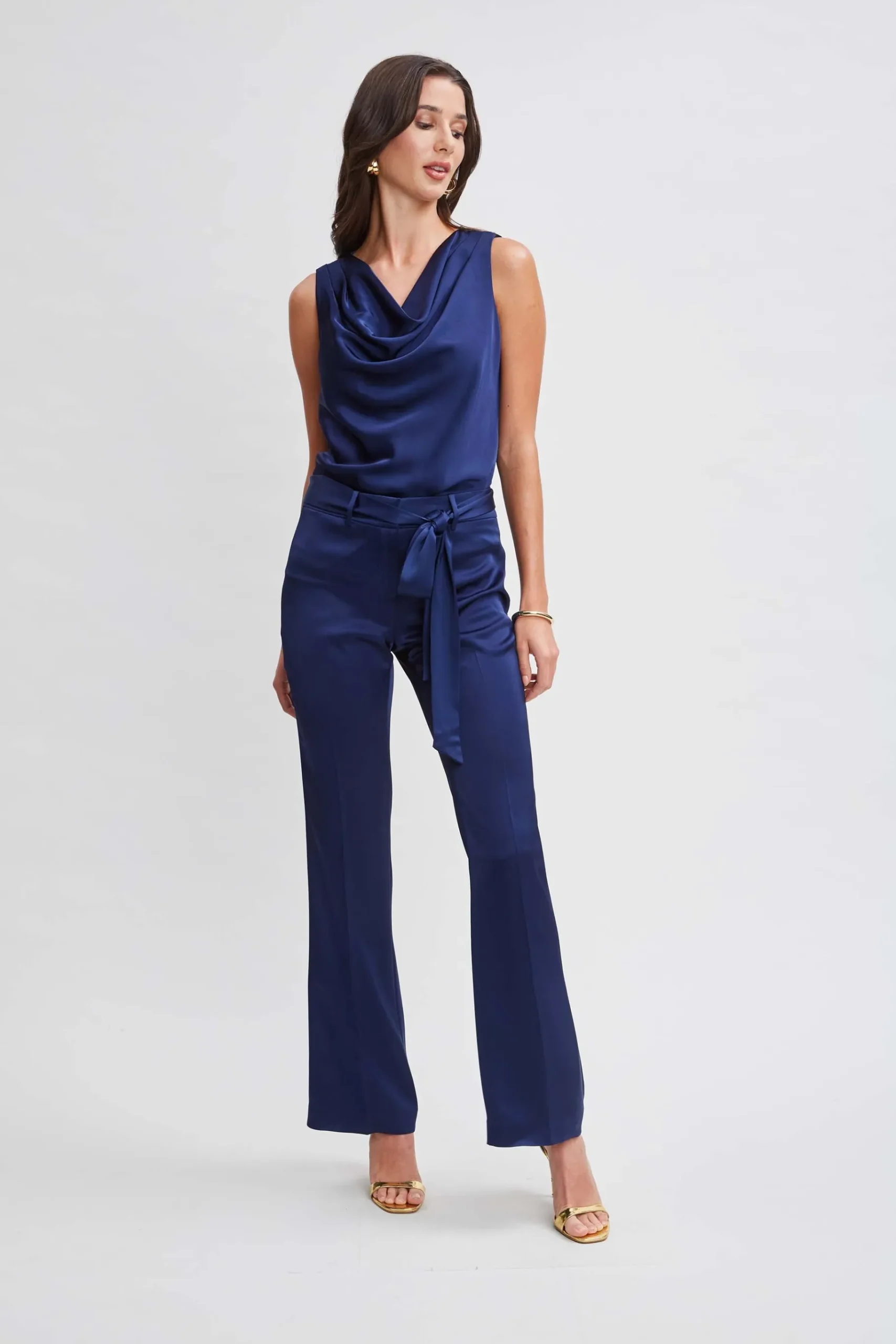 Elie Tahari Satin Cowl Top- Tops & Sweaters