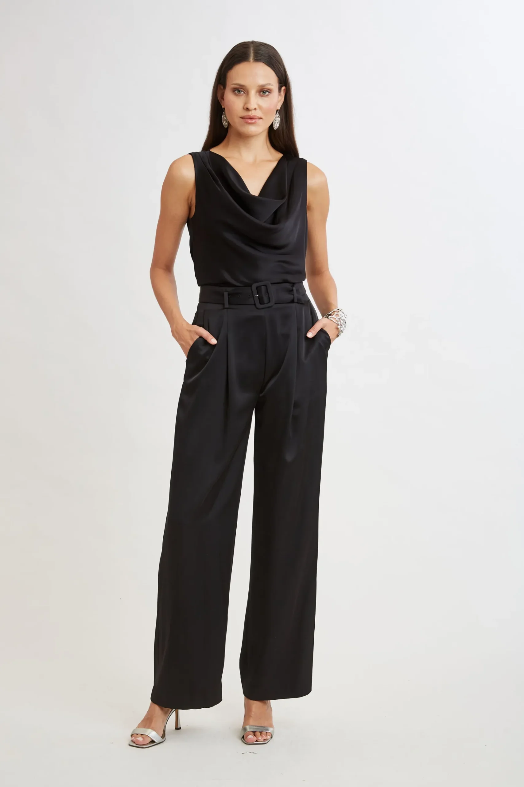 Elie Tahari Satin Cowl Top- Tops & Sweaters|Suiting
