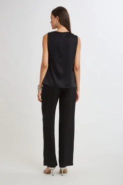 Elie Tahari Satin Cowl Top- Tops & Sweaters|Suiting