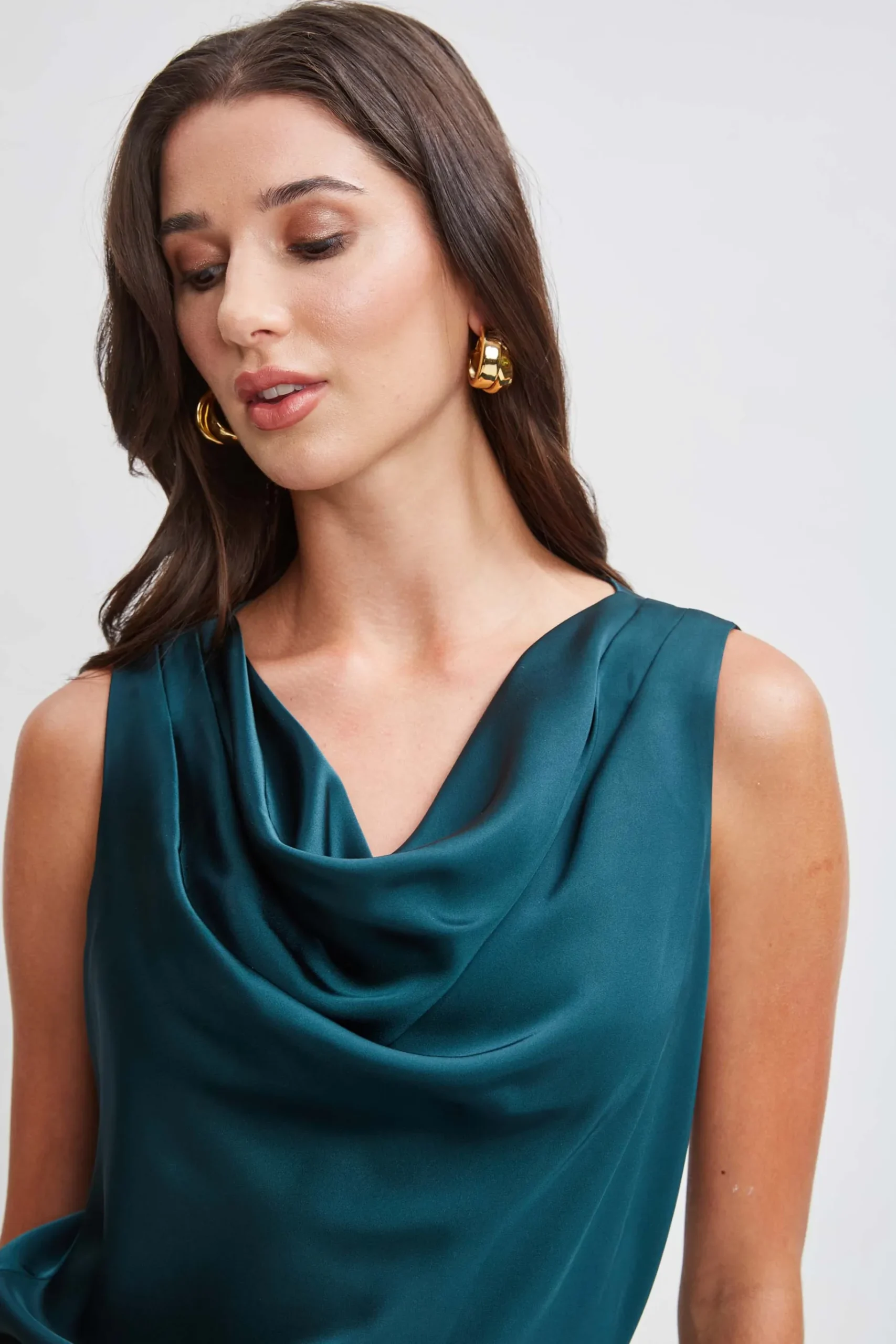 Elie Tahari Satin Cowl Top- Tops & Sweaters