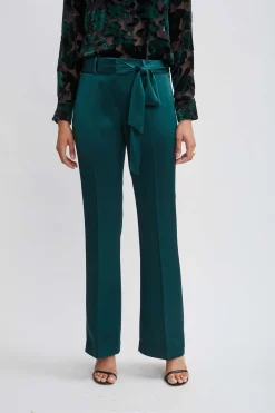 Elie Tahari Satin Fit & Flare Sash Pant- Bottoms