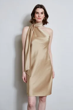 Elie Tahari Satin Scarf Dress- Dresses & Jumpsuits|Short Dresses