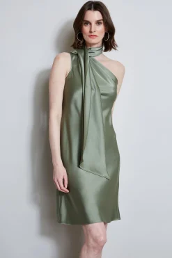 Elie Tahari Satin Scarf Dress- Dresses & Jumpsuits|Short Dresses