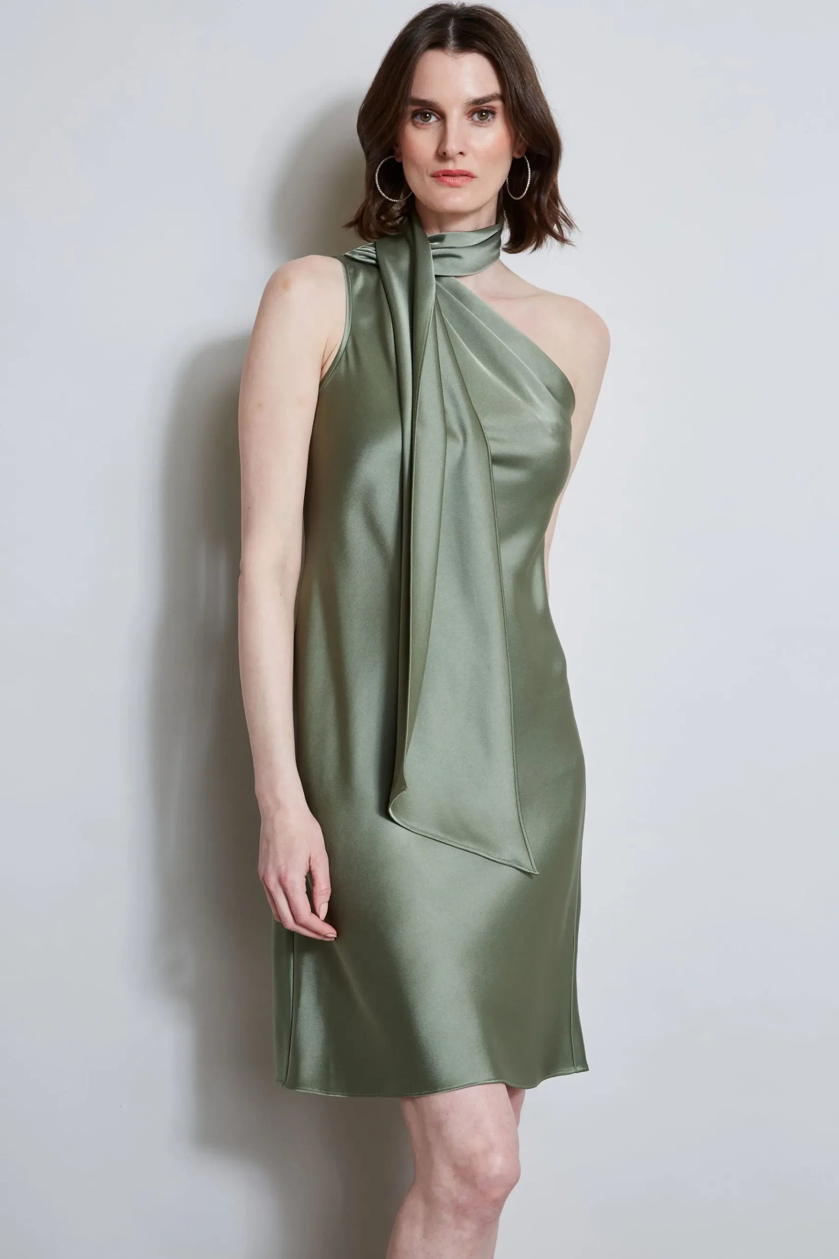 Elie Tahari Satin Scarf Dress- Dresses & Jumpsuits|Short Dresses