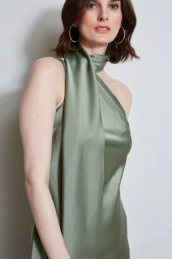 Elie Tahari Satin Scarf Dress- Dresses & Jumpsuits|Short Dresses