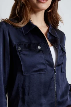 Elie Tahari Satin Utility Pocket Jacket- Jackets & Blazers