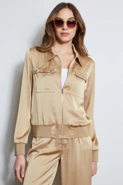 Elie Tahari Satin Utility Pocket Jacket- Jackets & Blazers
