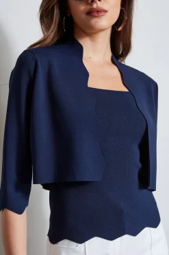 Elie Tahari Scallop Cardigan- Tops & Sweaters