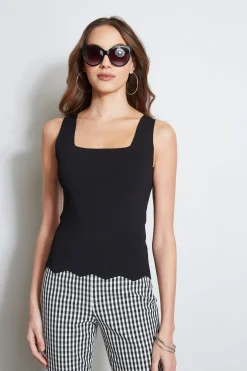 Elie Tahari Scallop Hem Sweater Tank- Tops & Sweaters