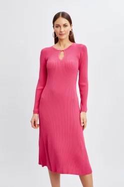 Elie Tahari Scallop Keyhole Sweater Dress- Dresses & Jumpsuits