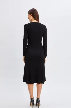 Elie Tahari Scallop Keyhole Sweater Dress- Dresses & Jumpsuits