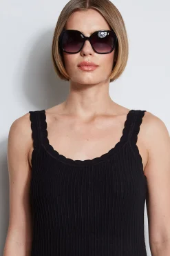 Elie Tahari Scallop Knit Dress- Dresses & Jumpsuits|Sleeveless Dresses