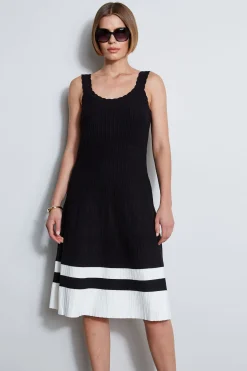 Elie Tahari Scallop Knit Dress- Dresses & Jumpsuits|Sleeveless Dresses