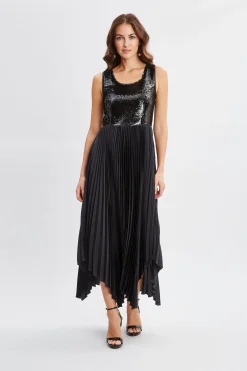 Elie Tahari Sequin Bodice Pleated Dress- Dresses & Jumpsuits
