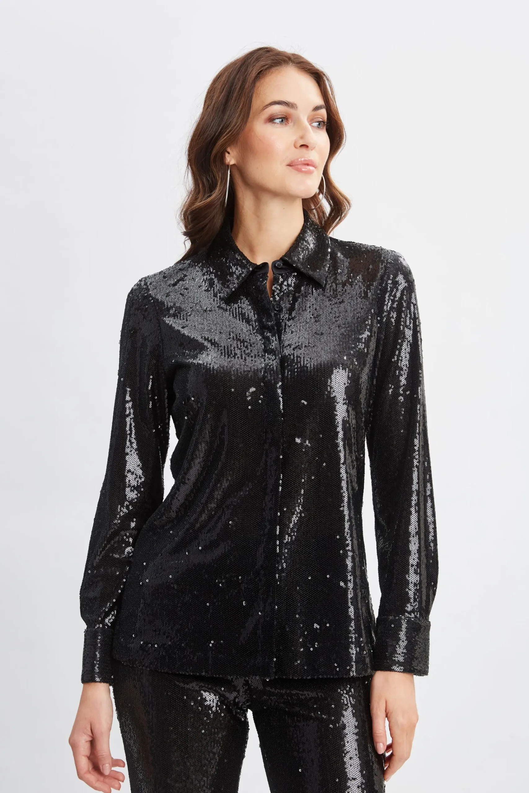 Elie Tahari Sequin Button Down Shirt- Tops & Sweaters