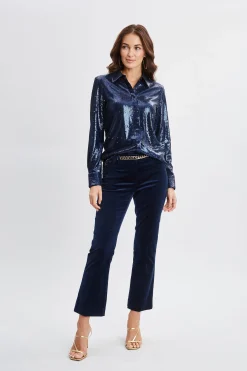 Elie Tahari Sequin Button Down Shirt- Tops & Sweaters