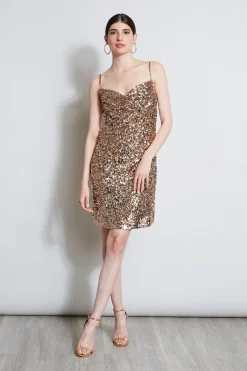 Elie Tahari Sequin Cowl Dress- Dresses & Jumpsuits|Sleeveless Dresses