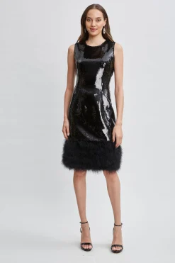 Elie Tahari Sequin Feather Hem Dress- Dresses & Jumpsuits