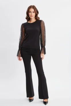 Elie Tahari Sequin Sleeve Knit- Tops & Sweaters