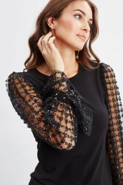 Elie Tahari Sequin Sleeve Knit- Tops & Sweaters