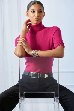 Elie Tahari Short Sleeve Cashmere Wool Sweater- Tops & Sweaters