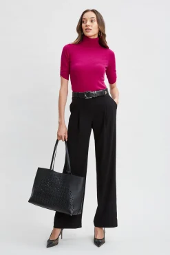 Elie Tahari Short Sleeve Cashmere Wool Sweater- Tops & Sweaters