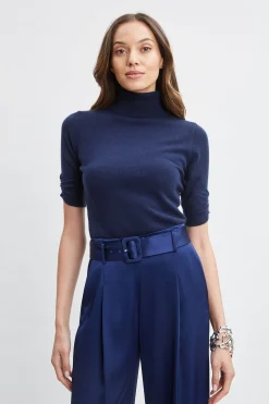 Elie Tahari Short Sleeve Cashmere Wool Sweater- Tops & Sweaters
