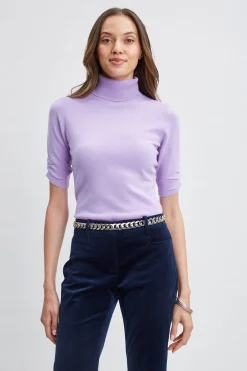 Elie Tahari Short Sleeve Cashmere Wool Sweater- Tops & Sweaters