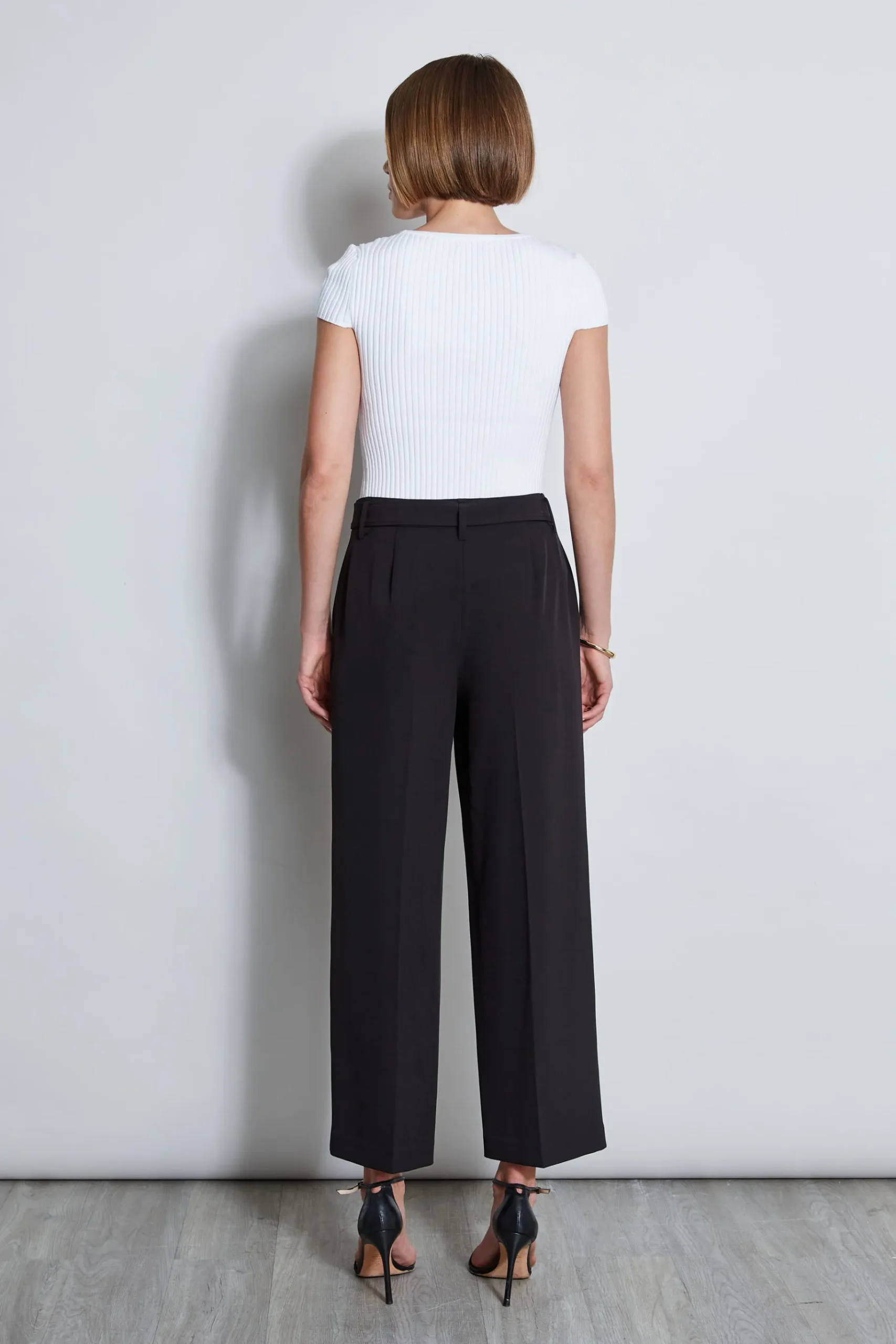 Elie Tahari Short Sleeve Rib Sweater- Tops & Sweaters