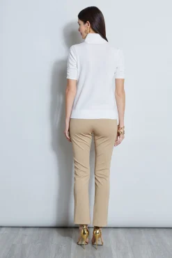 Elie Tahari Short Sleeve Satin Front Sweater- Tops & Sweaters