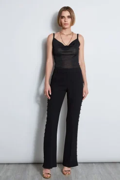 Elie Tahari Side Button Crepe Pant- Bottoms|Suiting