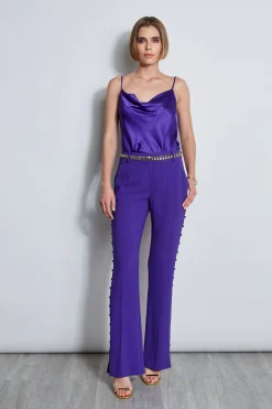 Elie Tahari Side Button Crepe Pant- Bottoms|Suiting