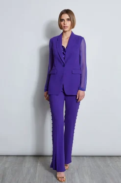Elie Tahari Side Button Crepe Pant- Bottoms|Suiting