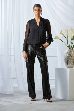 Elie Tahari Silk Blouson Button Shirt- Tops & Sweaters