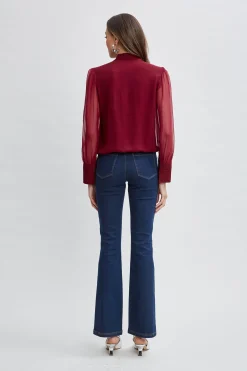 Elie Tahari Silk Blouson Button Shirt- Tops & Sweaters