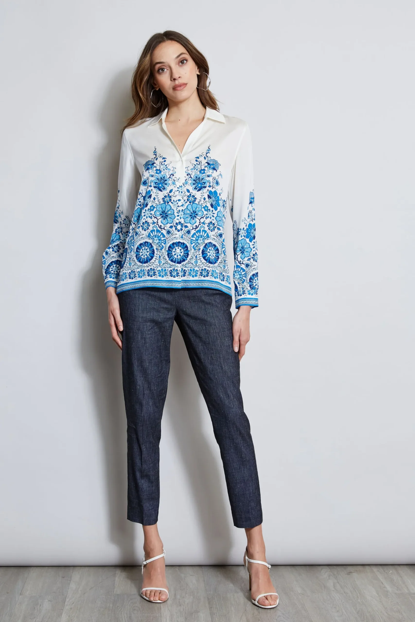 Elie Tahari Silk Cascade Garden Shirt- Tops & Sweaters
