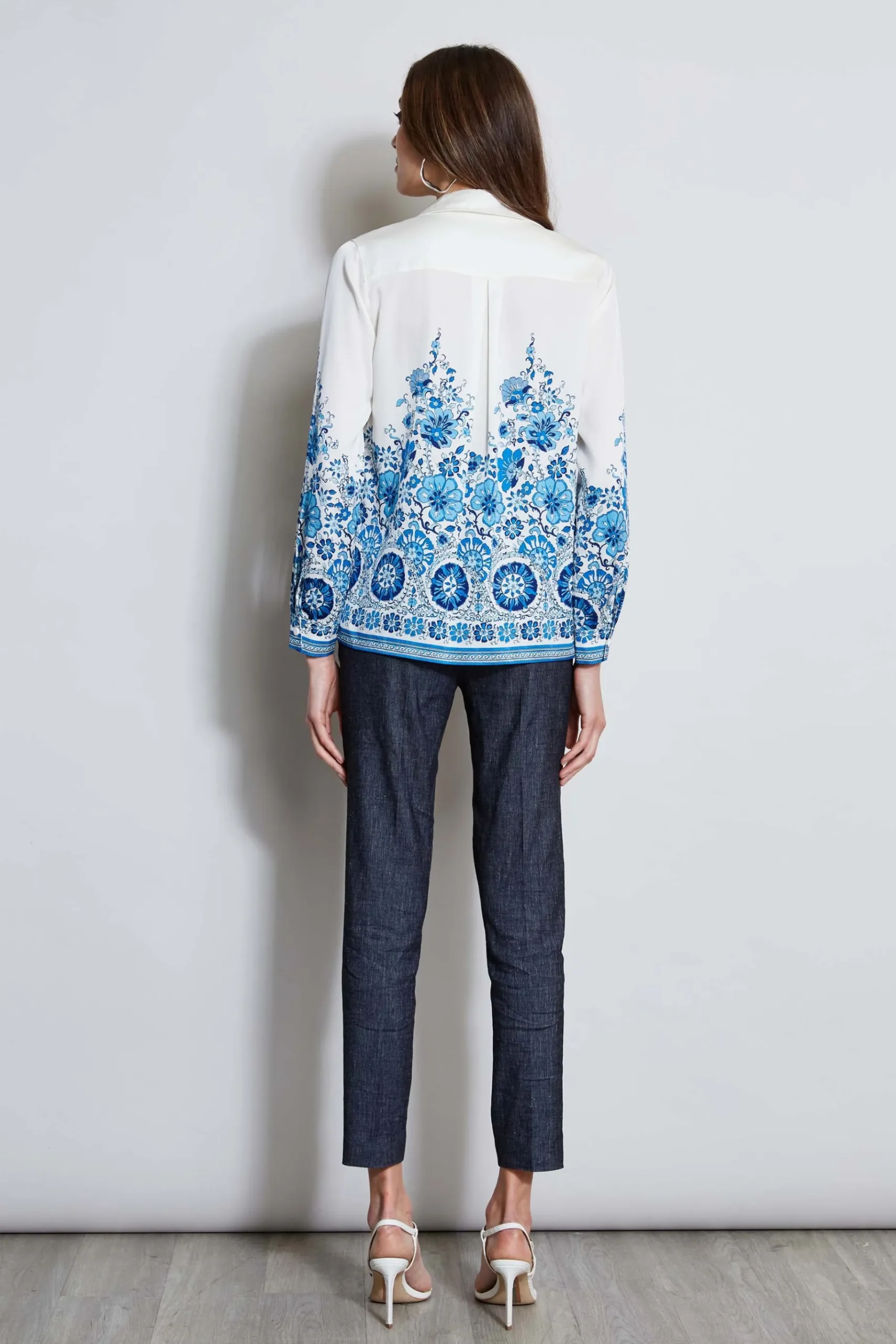Elie Tahari Silk Cascade Garden Shirt- Tops & Sweaters