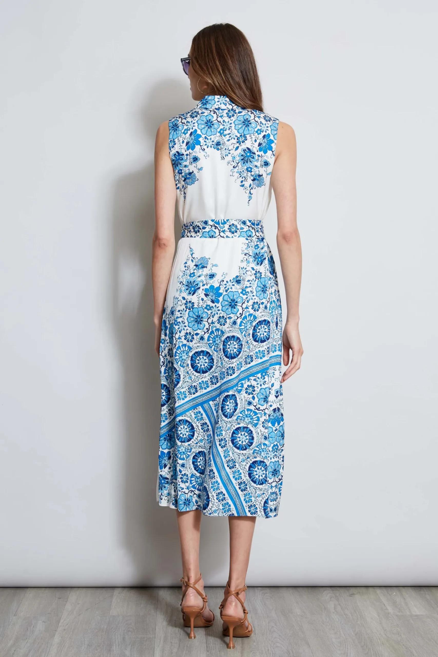 Elie Tahari Silk Cascade Garden Shirt Dress- Dresses & Jumpsuits|Midi Dresses
