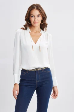 Elie Tahari Silk Chain Tassel Shirt- Tops & Sweaters
