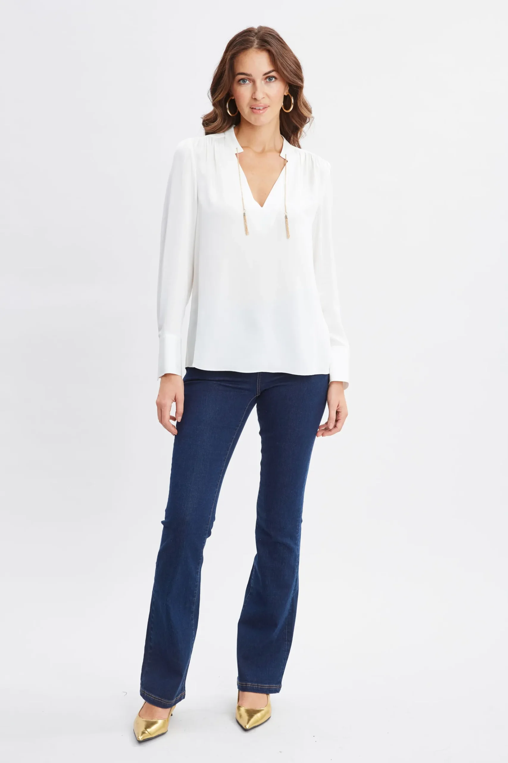 Elie Tahari Silk Chain Tassel Shirt- Tops & Sweaters