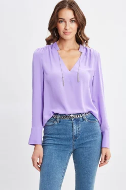 Elie Tahari Silk Chain Tassel Shirt- Tops & Sweaters