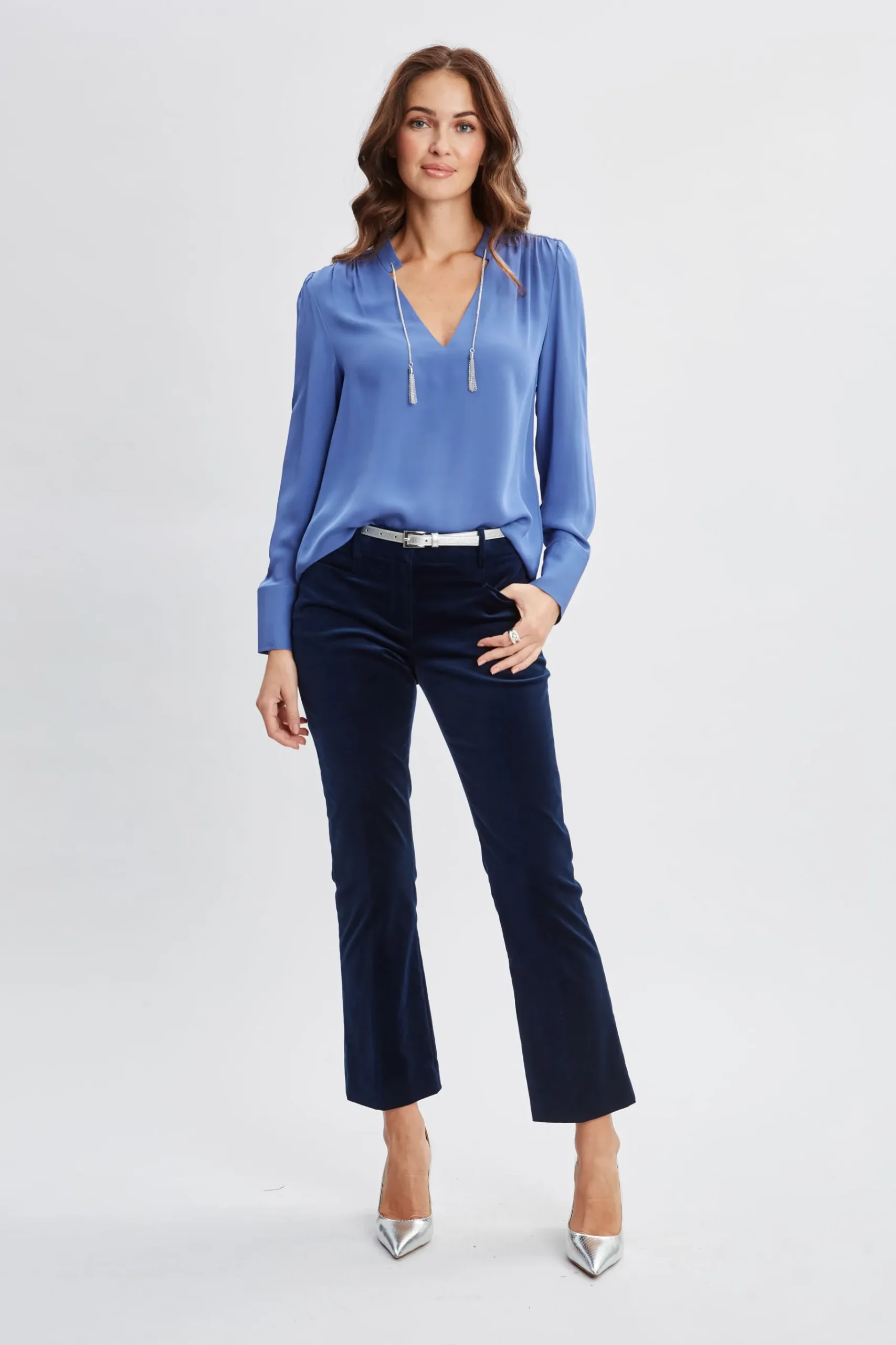 Elie Tahari Silk Chain Tassel Shirt- Tops & Sweaters