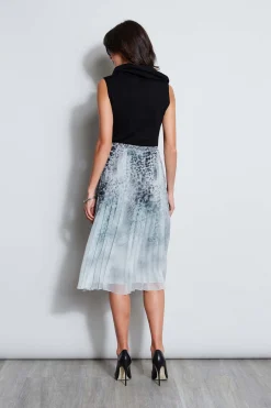 Elie Tahari Silk Chiffon Pleated Cheetah Skirt- Bottoms