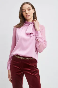 Elie Tahari Silk Chiffon Sleeve Tie Shirt- Tops & Sweaters|Suiting